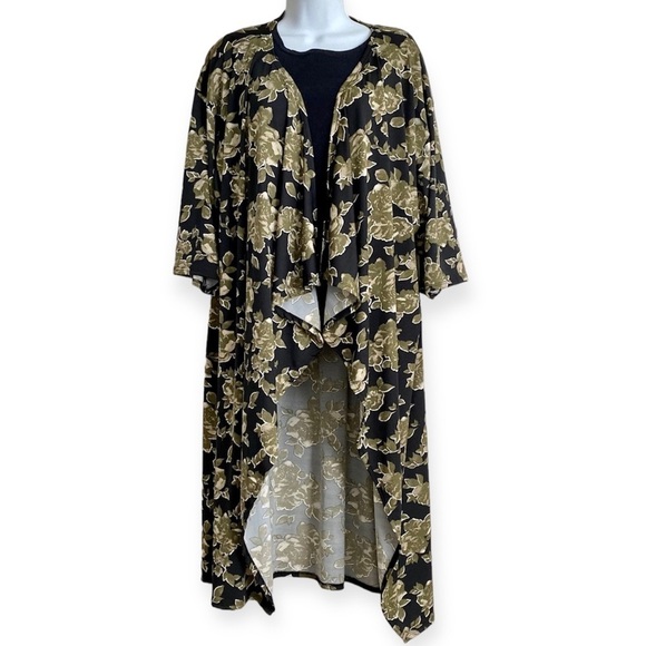 LuLaRoe Shirley Black Floral Lightweight Longline Kimono Duster Cover Up Size M - Picture 1 of 12